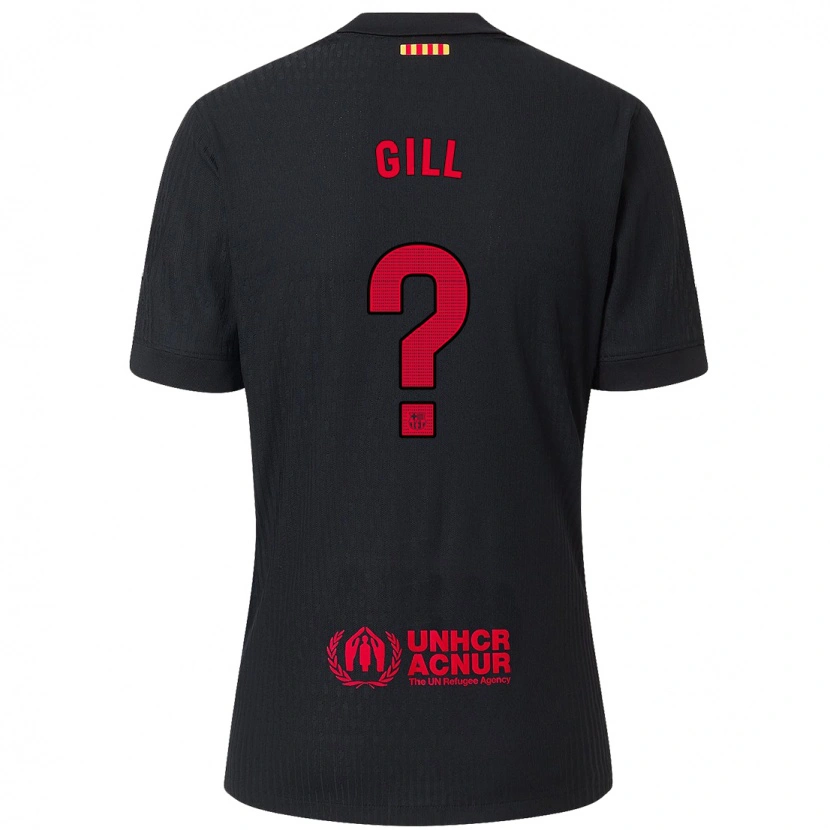 Danxen Damen Adrian Gill #0 Schwarz Rot Auswärtstrikot Trikot 2024/25 T-Shirt