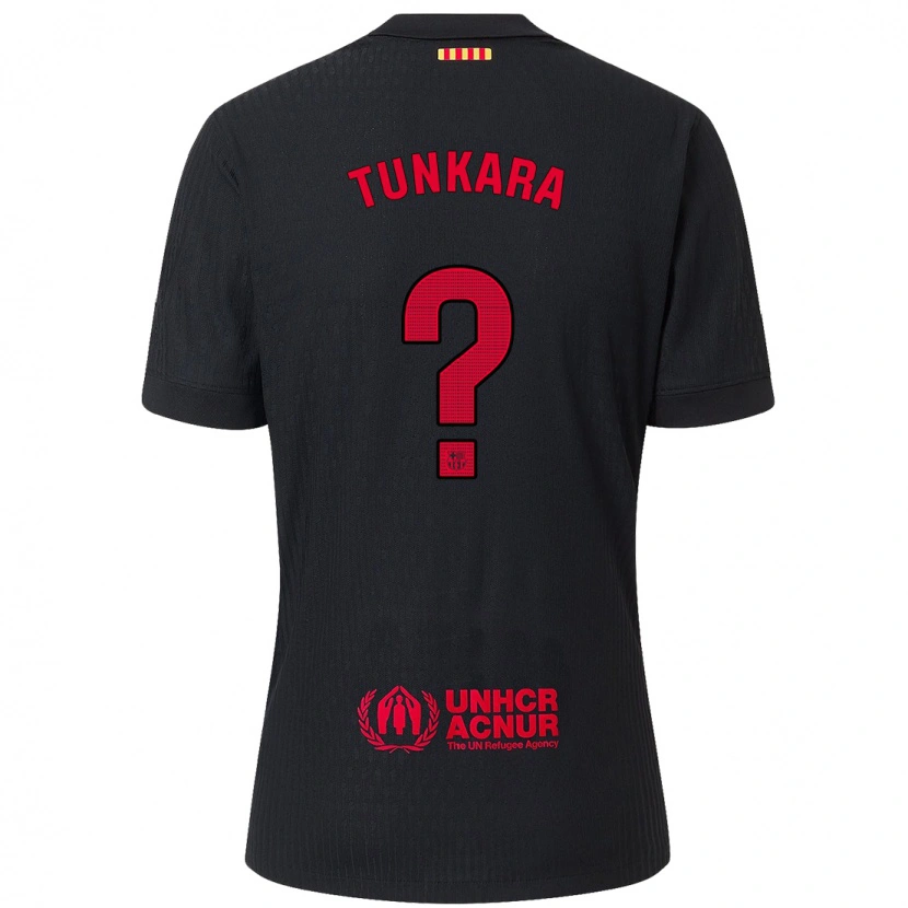 Danxen Damen Ebrima Tunkara #0 Schwarz Rot Auswärtstrikot Trikot 2024/25 T-Shirt