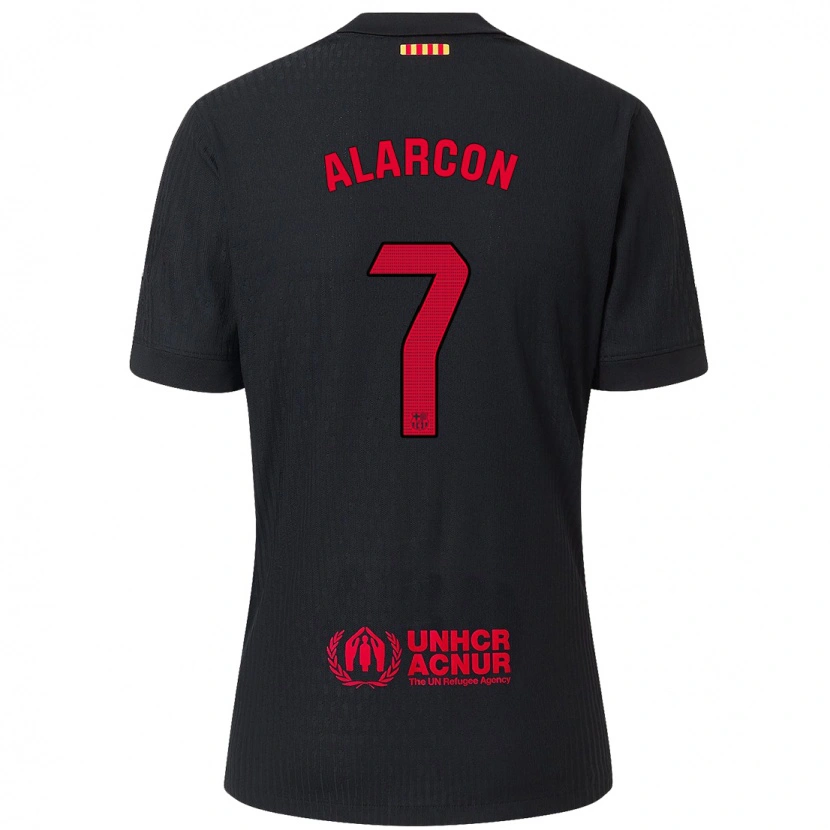 Danxen Damen Ángel Alarcón #7 Schwarz Rot Auswärtstrikot Trikot 2024/25 T-Shirt