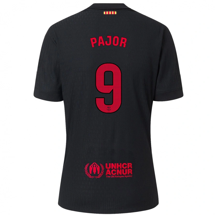 Danxen Damen Ewa Pajor #9 Schwarz Rot Auswärtstrikot Trikot 2024/25 T-Shirt