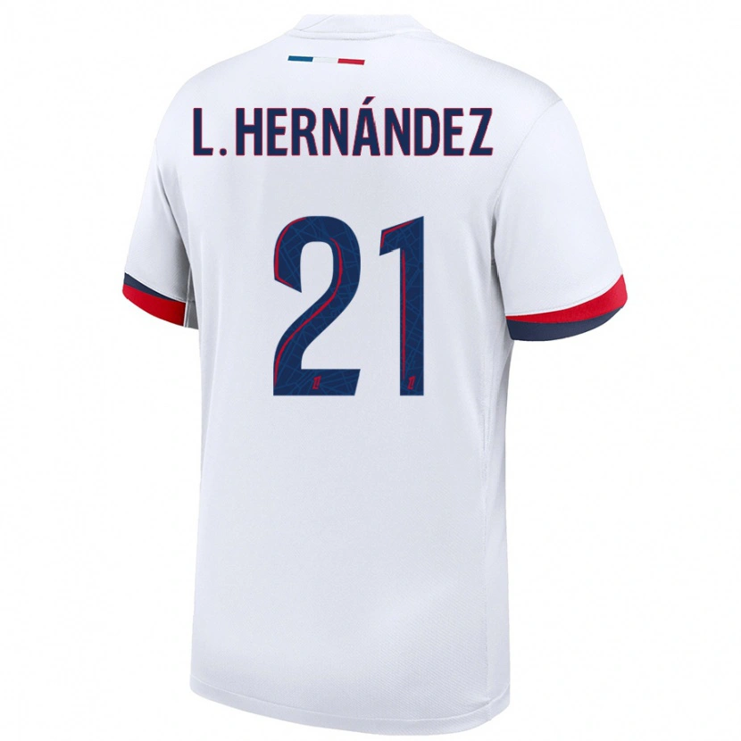 Danxen Damen Lucas Hernández #21 Weiß Blau Rot Auswärtstrikot Trikot 2024/25 T-Shirt