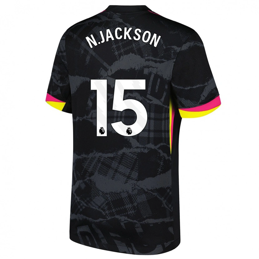 Danxen Damen Nicolas Jackson #15 Schwarz Rosa Ausweichtrikot Trikot 2024/25 T-Shirt