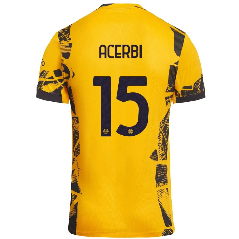 Danxen Damen Francesco Acerbi #15 Gold Schwarz Ausweichtrikot Trikot 2024/25 T-Shirt