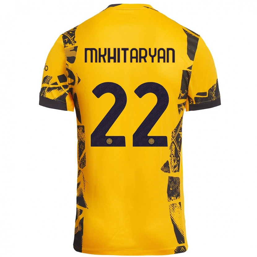 Danxen Damen Henrikh Mkhitaryan #22 Gold Schwarz Ausweichtrikot Trikot 2024/25 T-Shirt