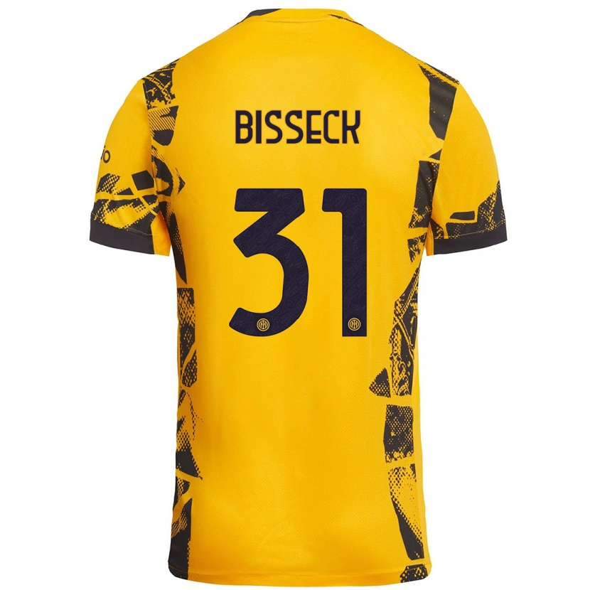 Danxen Damen Yann Bisseck #31 Gold Schwarz Ausweichtrikot Trikot 2024/25 T-Shirt