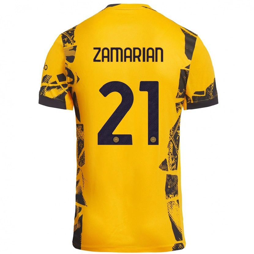 Danxen Damen Matteo Zamarian #21 Gold Schwarz Ausweichtrikot Trikot 2024/25 T-Shirt