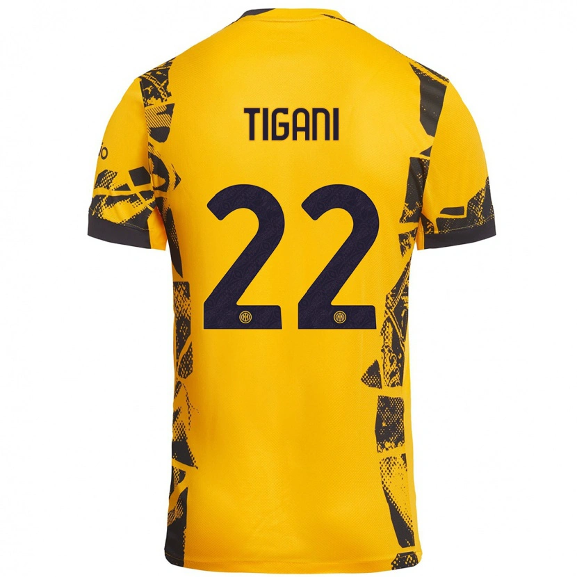 Danxen Damen Edoardo Tigani #22 Gold Schwarz Ausweichtrikot Trikot 2024/25 T-Shirt