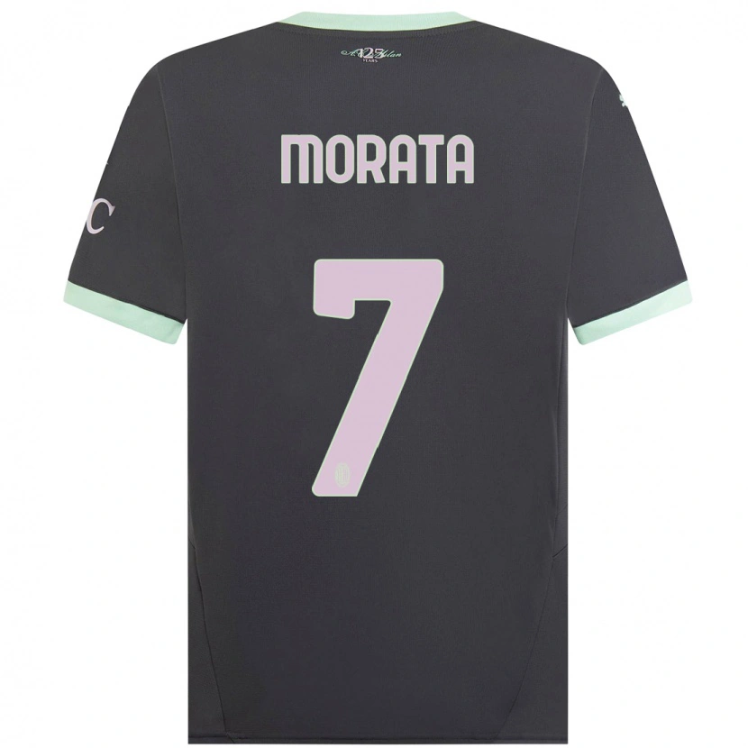 Danxen Damen Álvaro Morata #7 Grau Ausweichtrikot Trikot 2024/25 T-Shirt