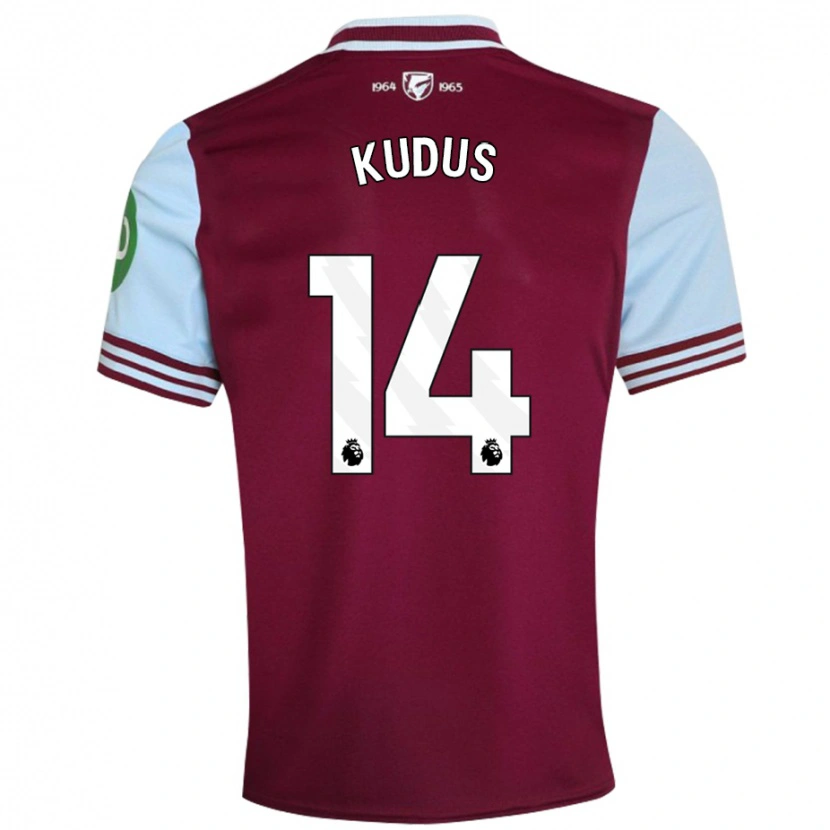 Danxen Kinder Mohammed Kudus #14 Dunkelrot Heimtrikot Trikot 2024/25 T-Shirt