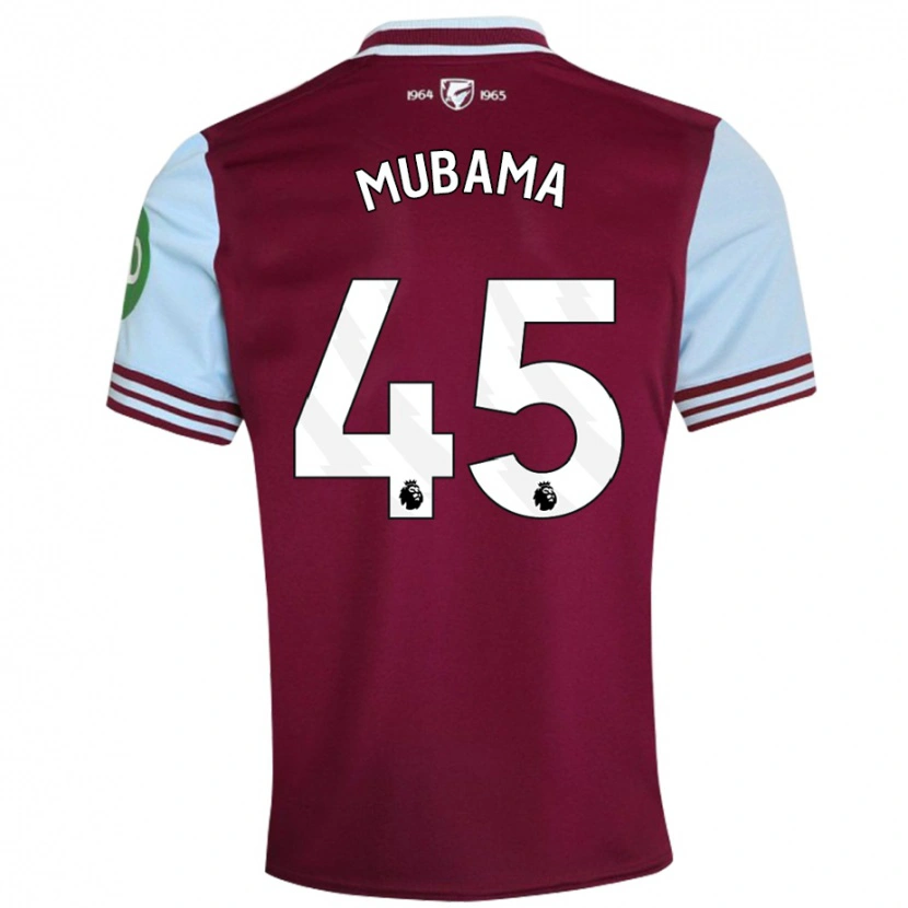 Danxen Kinder Divin Mubama #45 Dunkelrot Heimtrikot Trikot 2024/25 T-Shirt