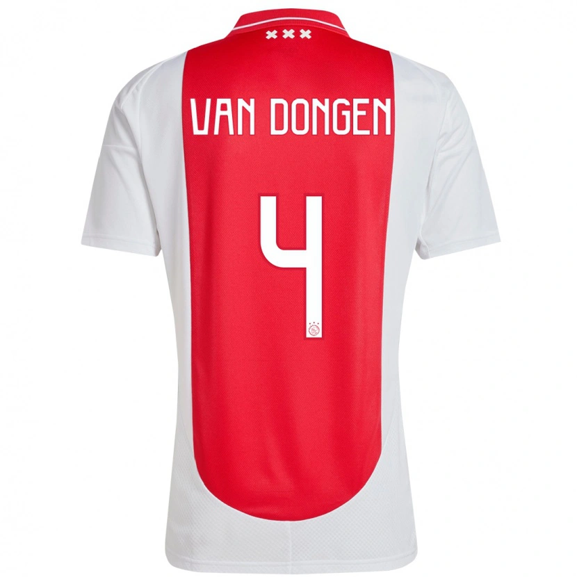 Danxen Kinder Bram Van Dongen #4 Rot Weiß Heimtrikot Trikot 2024/25 T-Shirt