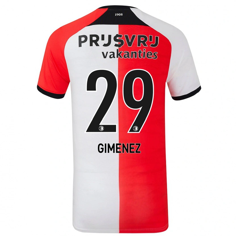 Danxen Kinder Santiago Gimenez #29 Rot Weiß Heimtrikot Trikot 2024/25 T-Shirt