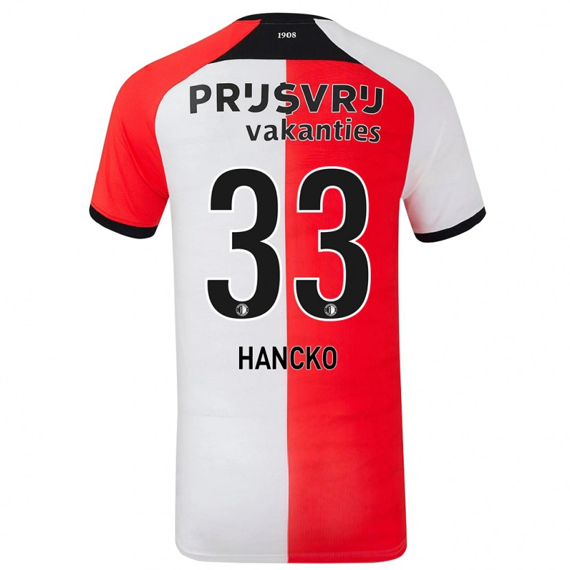 Danxen Kinder Dávid Hancko #33 Rot Weiß Heimtrikot Trikot 2024/25 T-Shirt