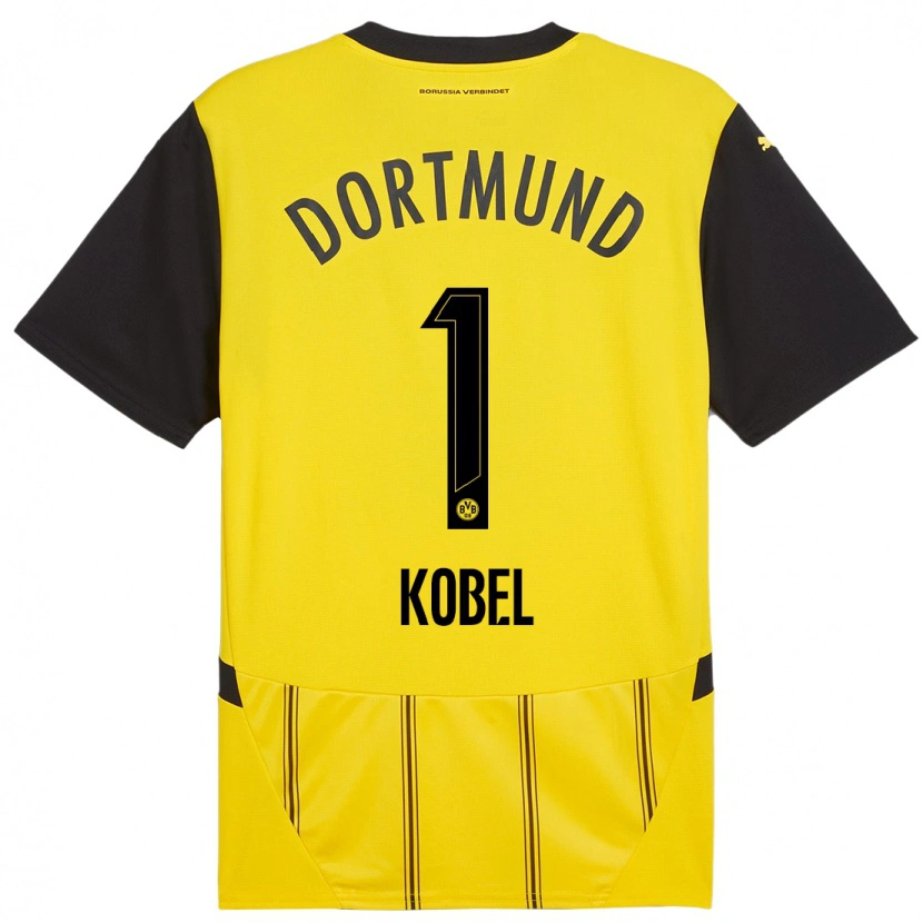 Danxen Kinder Gregor Kobel #1 Gelb Schwarz Heimtrikot Trikot 2024/25 T-Shirt