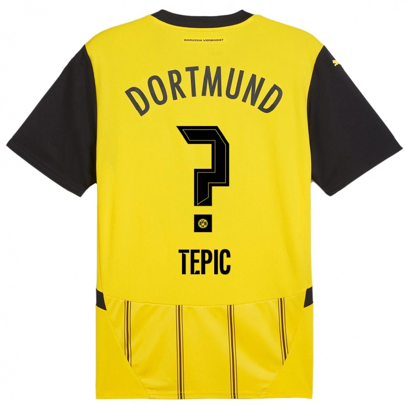Danxen Kinder Lyon Tepic #0 Gelb Schwarz Heimtrikot Trikot 2024/25 T-Shirt