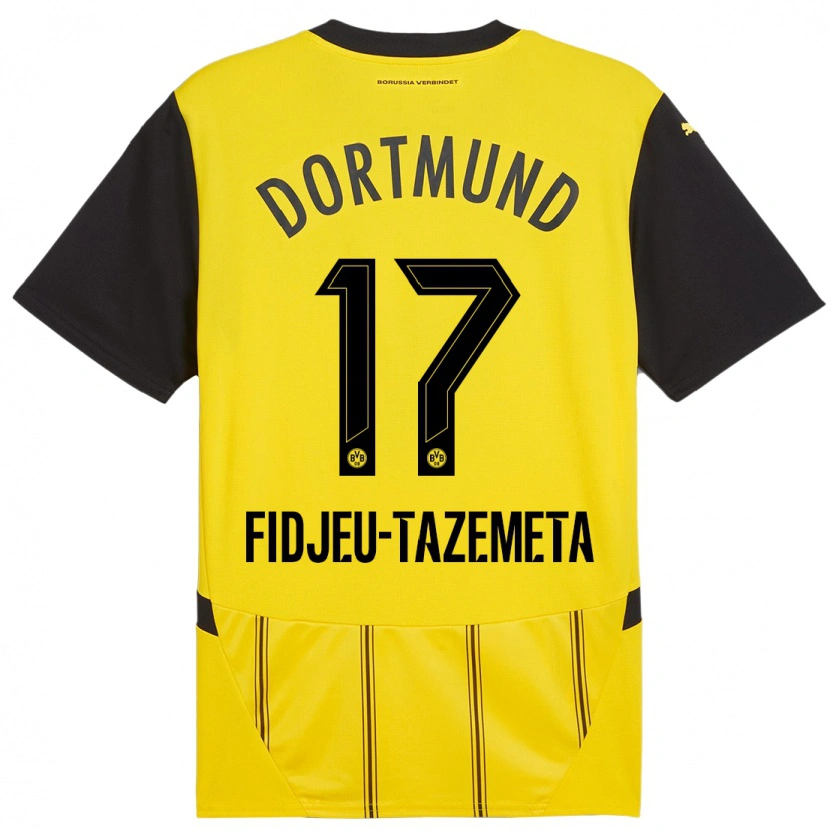 Danxen Kinder Thierry Fidjeu-Tazemeta #17 Gelb Schwarz Heimtrikot Trikot 2024/25 T-Shirt