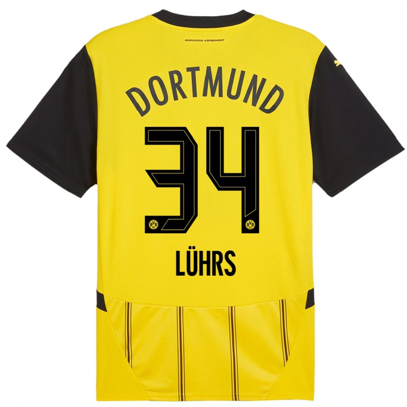 Danxen Kinder Yannik Lührs #34 Gelb Schwarz Heimtrikot Trikot 2024/25 T-Shirt