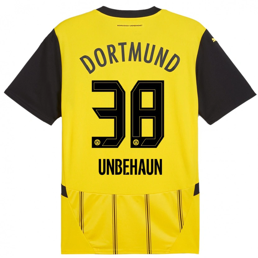 Danxen Kinder Luca Unbehaun #38 Gelb Schwarz Heimtrikot Trikot 2024/25 T-Shirt
