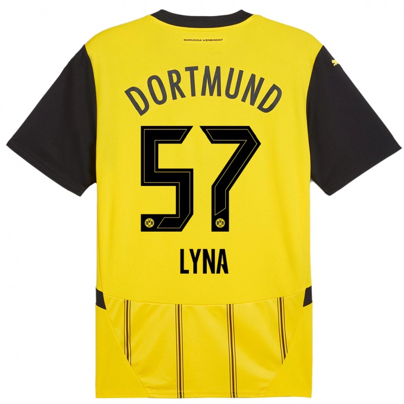 Danxen Kinder Schwarz Lyna #57 Gelb Schwarz Heimtrikot Trikot 2024/25 T-Shirt