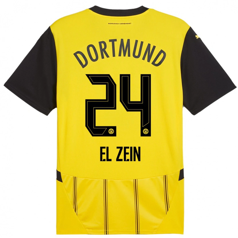 Danxen Kinder Abu-Bekir Omer El-Zein #24 Gelb Schwarz Heimtrikot Trikot 2024/25 T-Shirt