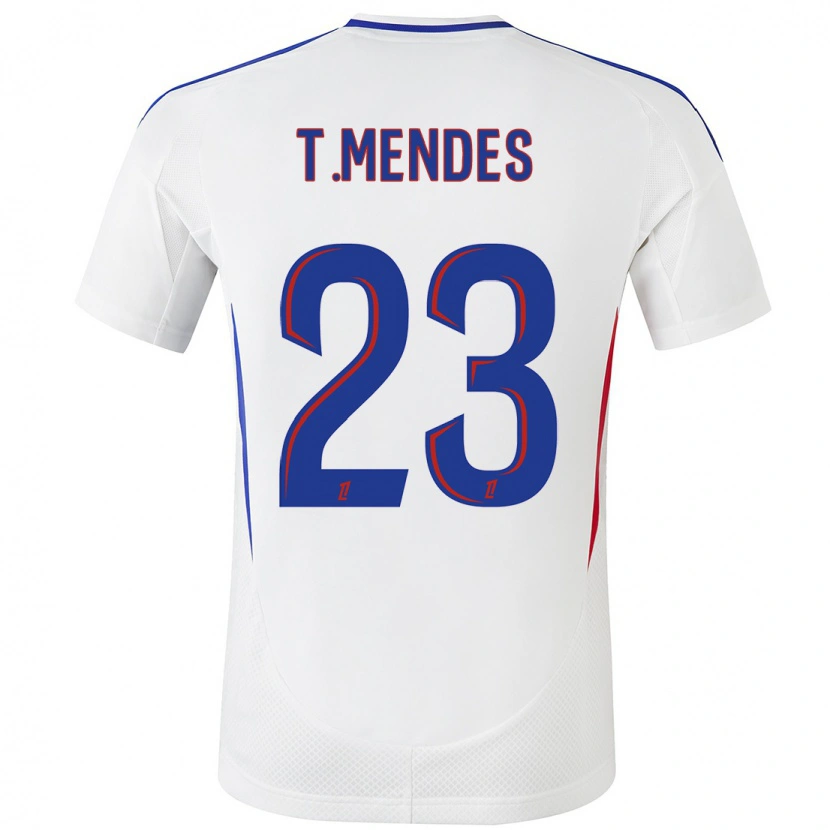 Danxen Kinder Thiago Mendes #23 Weiß Blau Heimtrikot Trikot 2024/25 T-Shirt
