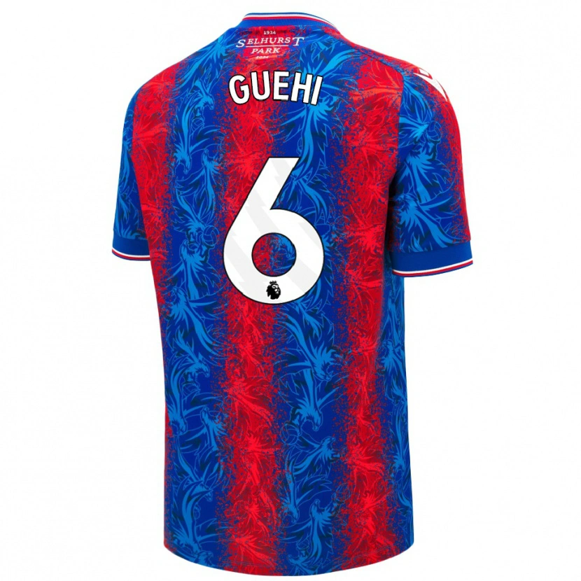 Danxen Kinder Marc Guéhi #6 Rot Blauen Streifen Heimtrikot Trikot 2024/25 T-Shirt