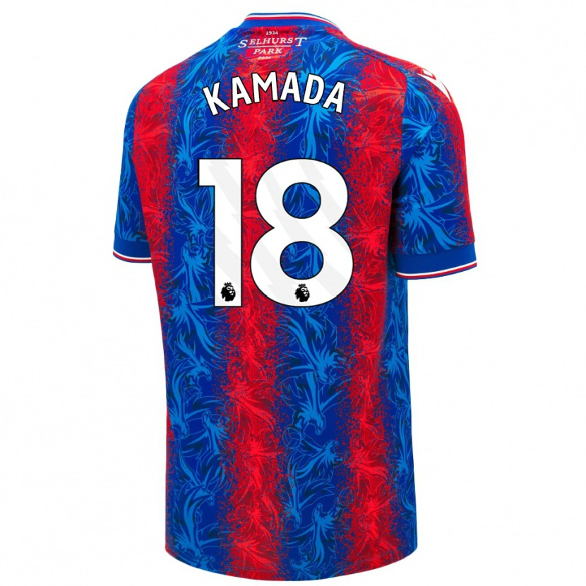 Danxen Kinder Daichi Kamada #18 Rot Blauen Streifen Heimtrikot Trikot 2024/25 T-Shirt
