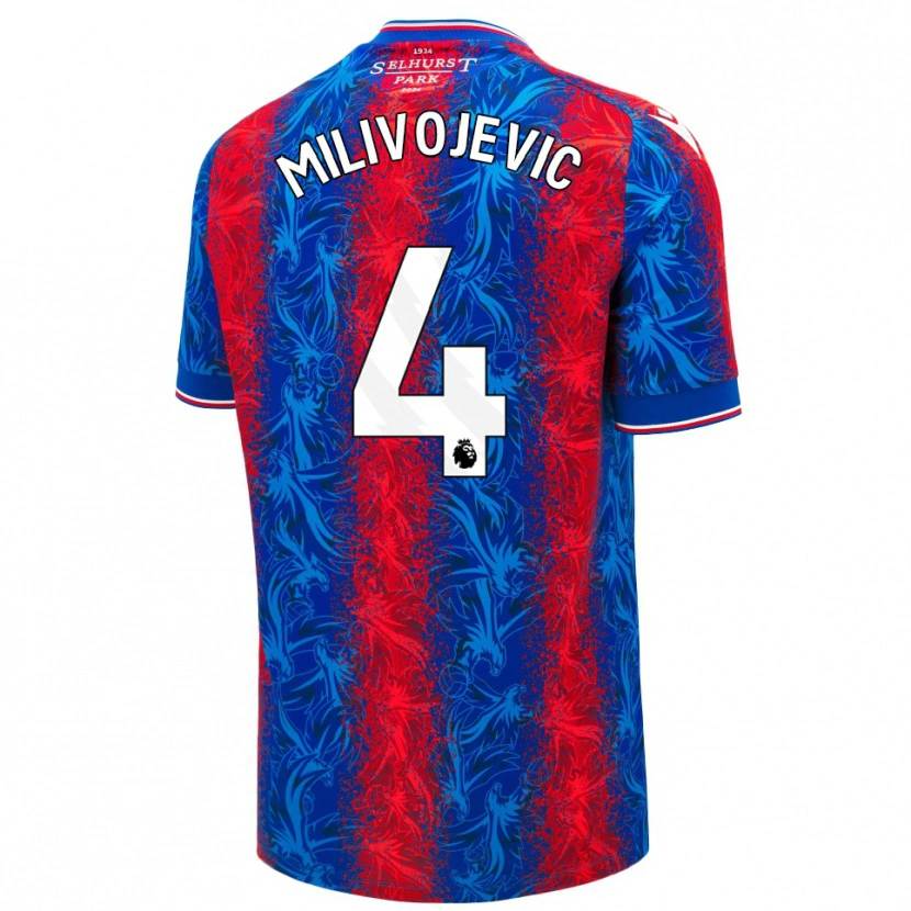 Danxen Kinder Luka Milivojevic #4 Rot Blauen Streifen Heimtrikot Trikot 2024/25 T-Shirt