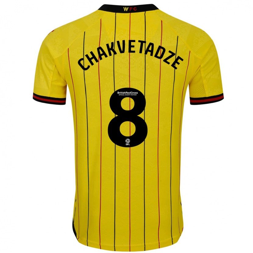 Danxen Kinder Giorgi Chakvetadze #8 Gelb Schwarz Heimtrikot Trikot 2024/25 T-Shirt