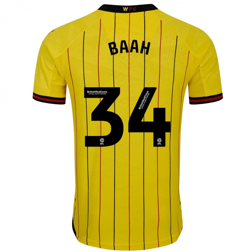 Danxen Kinder Kwadwo Baah #34 Gelb Schwarz Heimtrikot Trikot 2024/25 T-Shirt
