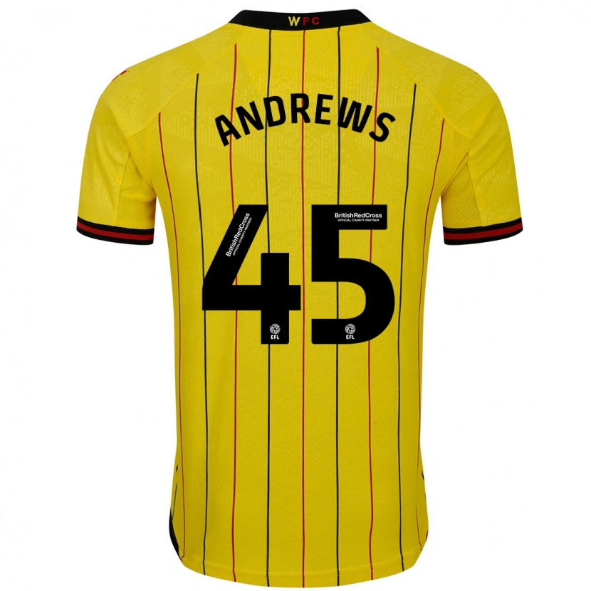 Danxen Kinder Ryan Andrews #45 Gelb Schwarz Heimtrikot Trikot 2024/25 T-Shirt