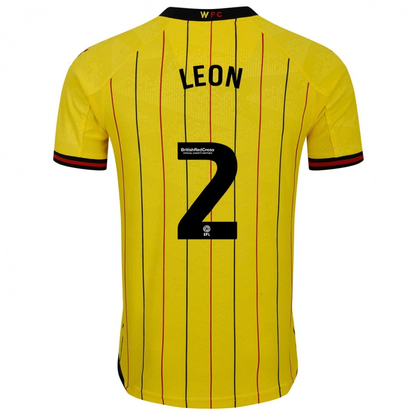 Danxen Kinder Lucía León #2 Gelb Schwarz Heimtrikot Trikot 2024/25 T-Shirt