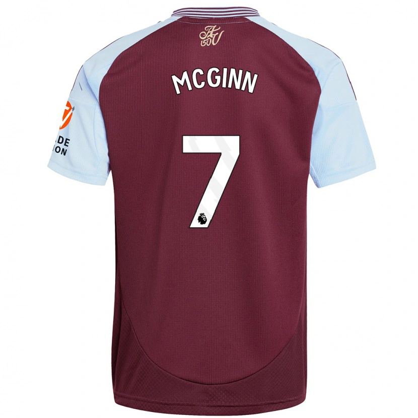 Danxen Kinder John Mcginn #7 Burgunder Himmelblau Heimtrikot Trikot 2024/25 T-Shirt