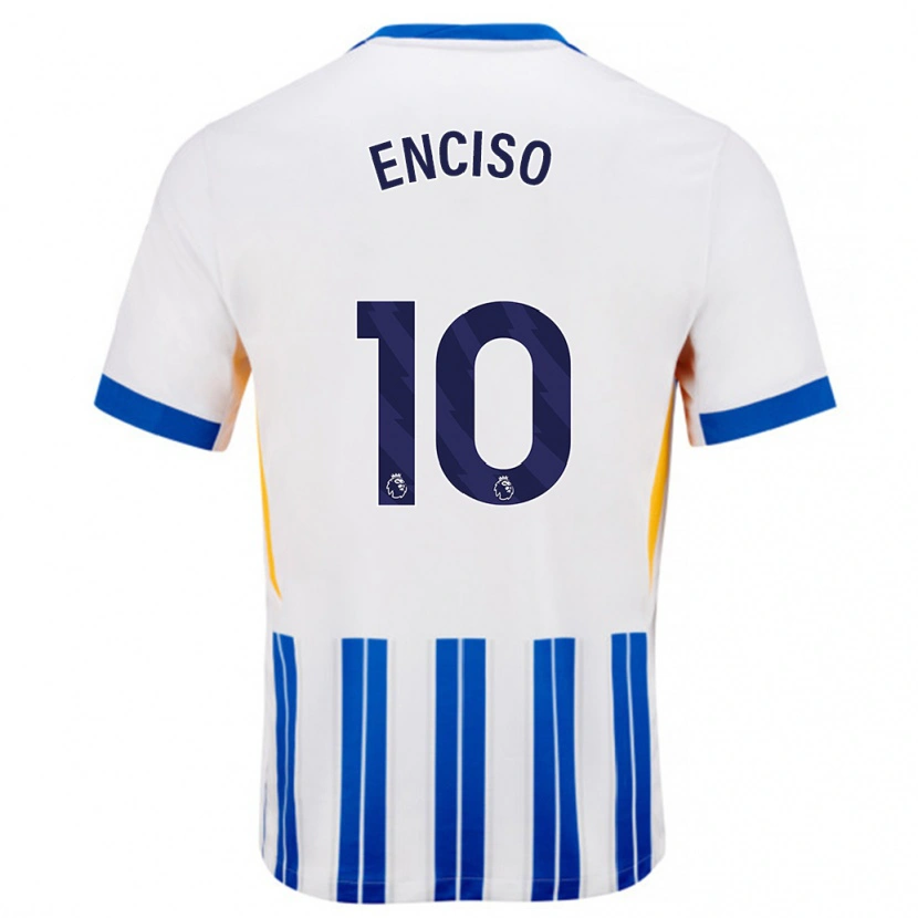 Danxen Kinder Julio Enciso #10 Weiß Blaue Nadelstreifen Heimtrikot Trikot 2024/25 T-Shirt