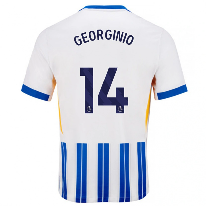 Danxen Kinder Georginio Rutter #14 Weiß Blaue Nadelstreifen Heimtrikot Trikot 2024/25 T-Shirt