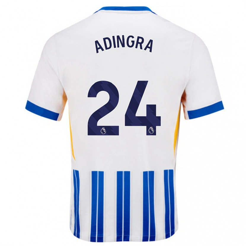 Danxen Kinder Simon Adingra #24 Weiß Blaue Nadelstreifen Heimtrikot Trikot 2024/25 T-Shirt