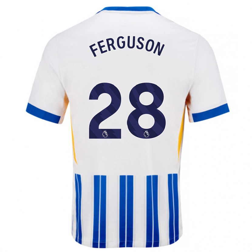 Danxen Kinder Evan Ferguson #28 Weiß Blaue Nadelstreifen Heimtrikot Trikot 2024/25 T-Shirt