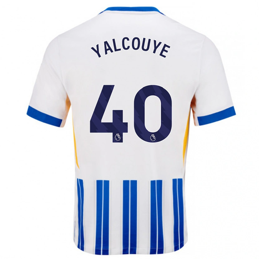 Danxen Kinder Malick Junior Yalcouyé #40 Weiß Blaue Nadelstreifen Heimtrikot Trikot 2024/25 T-Shirt