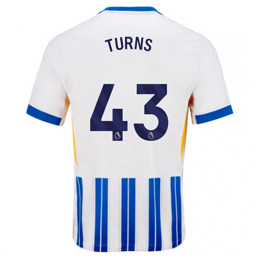 Danxen Kinder Ed Turns #43 Weiß Blaue Nadelstreifen Heimtrikot Trikot 2024/25 T-Shirt
