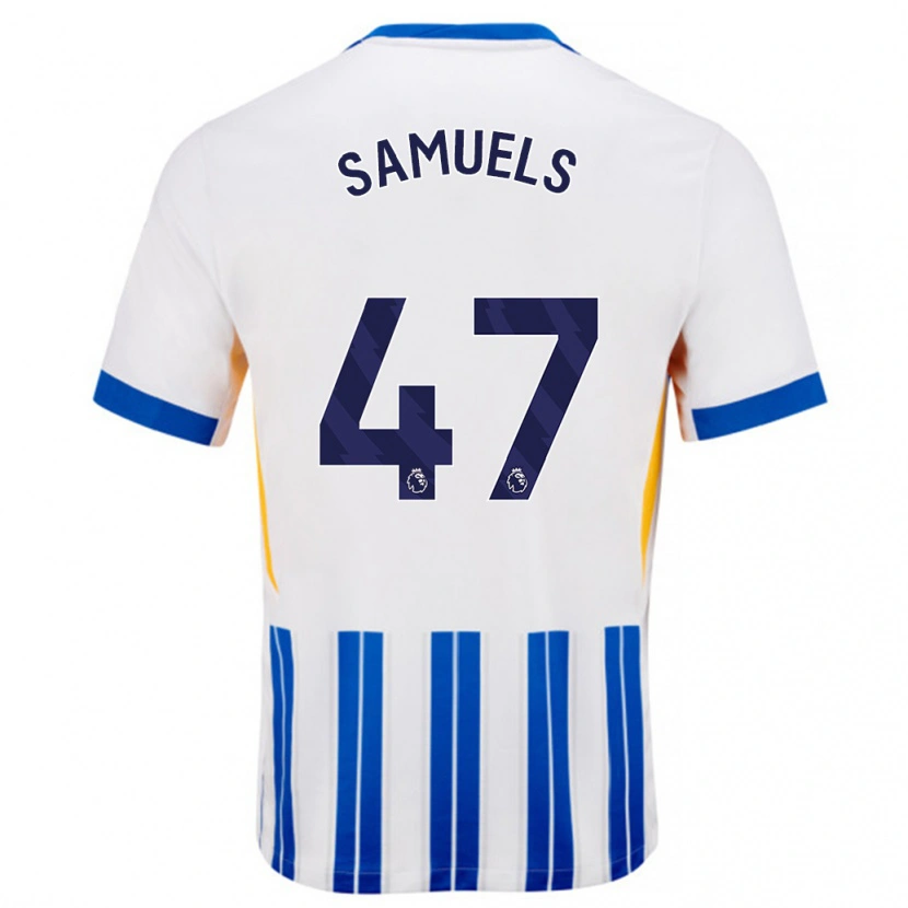 Danxen Kinder Imari Samuels #47 Weiß Blaue Nadelstreifen Heimtrikot Trikot 2024/25 T-Shirt