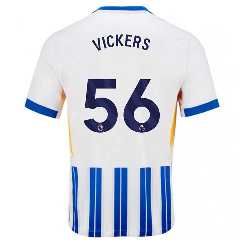 Danxen Kinder Caylan Vickers #56 Weiß Blaue Nadelstreifen Heimtrikot Trikot 2024/25 T-Shirt