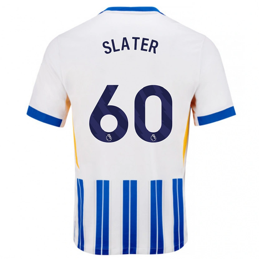 Danxen Kinder Jacob Slater #60 Weiß Blaue Nadelstreifen Heimtrikot Trikot 2024/25 T-Shirt