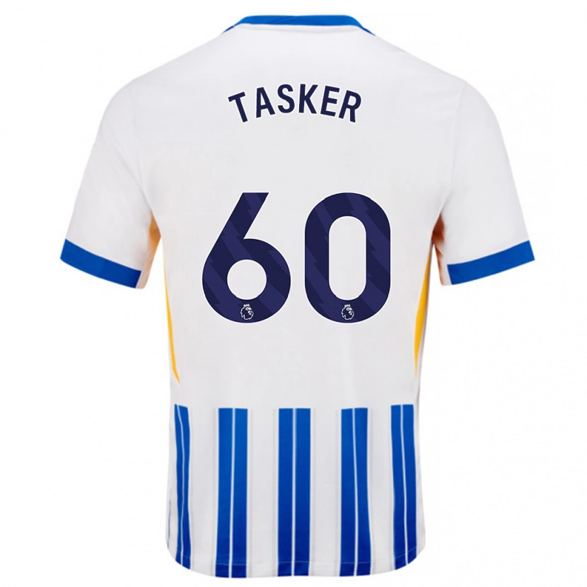 Danxen Kinder Charlie Tasker #60 Weiß Blaue Nadelstreifen Heimtrikot Trikot 2024/25 T-Shirt