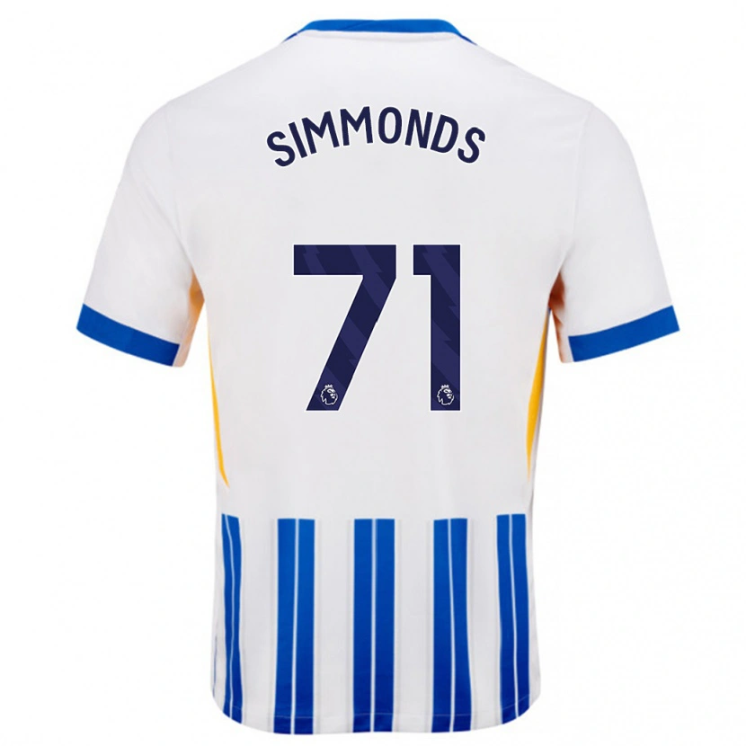 Danxen Kinder Freddie Simmonds #71 Weiß Blaue Nadelstreifen Heimtrikot Trikot 2024/25 T-Shirt