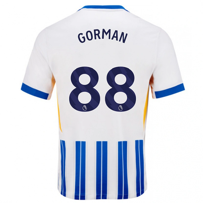 Danxen Kinder Ronnie Gorman #88 Weiß Blaue Nadelstreifen Heimtrikot Trikot 2024/25 T-Shirt