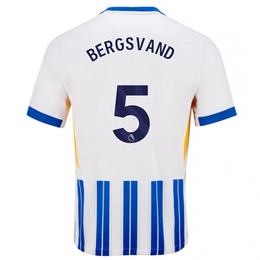 Danxen Kinder Guro Bergsvand #5 Weiß Blaue Nadelstreifen Heimtrikot Trikot 2024/25 T-Shirt