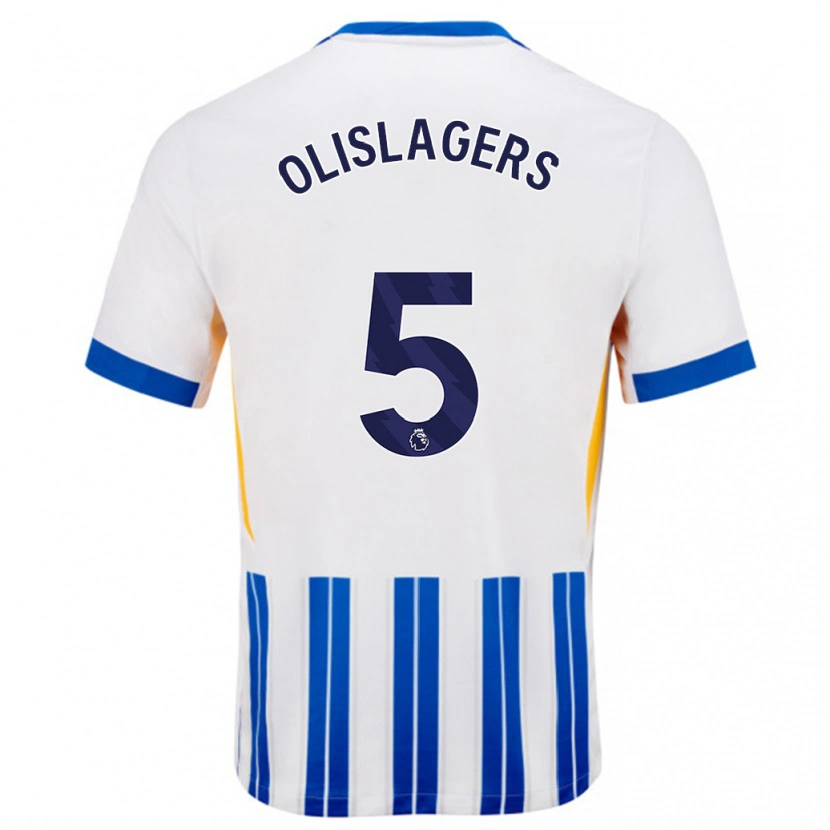 Danxen Kinder Marisa Olislagers #5 Weiß Blaue Nadelstreifen Heimtrikot Trikot 2024/25 T-Shirt