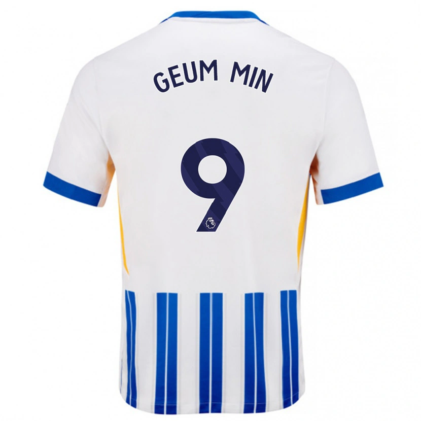 Danxen Kinder Lee Geum-Min #9 Weiß Blaue Nadelstreifen Heimtrikot Trikot 2024/25 T-Shirt
