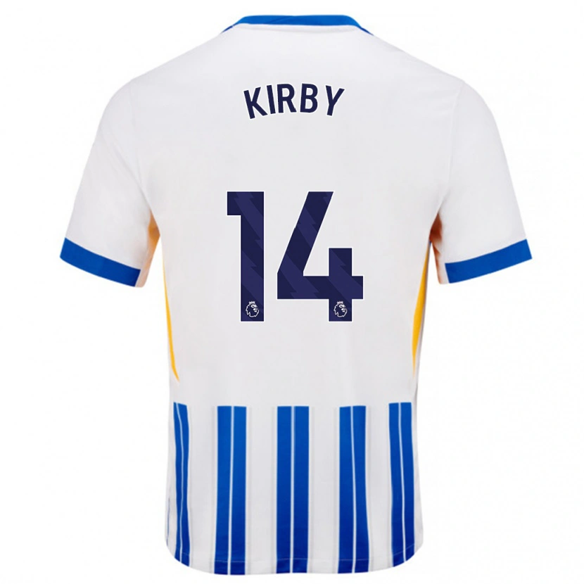 Danxen Kinder Fran Kirby #14 Weiß Blaue Nadelstreifen Heimtrikot Trikot 2024/25 T-Shirt