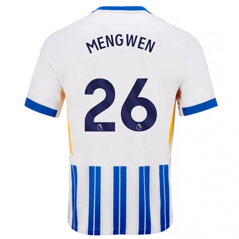 Danxen Kinder Li Mengwen #26 Weiß Blaue Nadelstreifen Heimtrikot Trikot 2024/25 T-Shirt